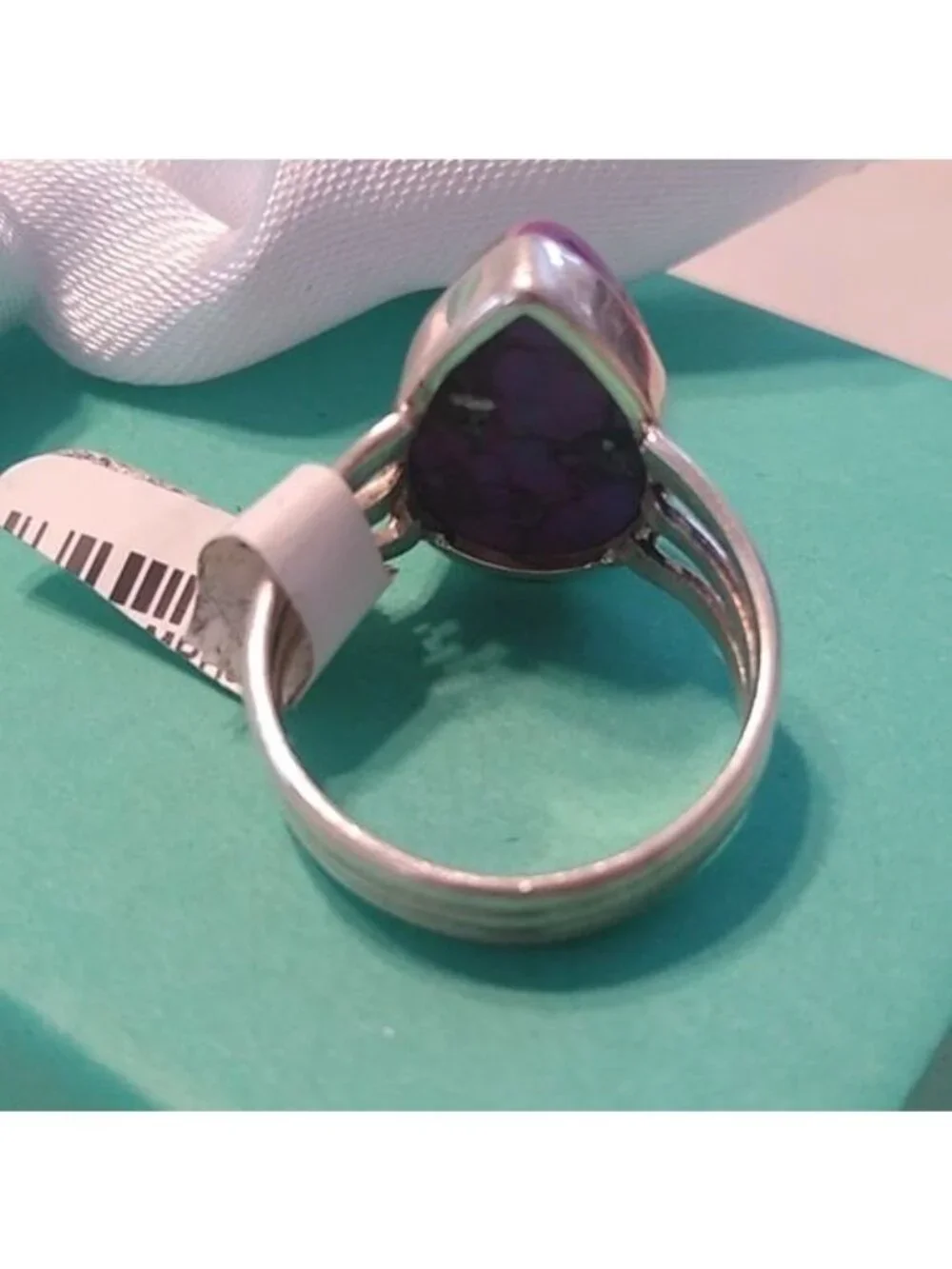 Mojave Purple Turquoise + Sterling Silver Teardrop Ring, Size 8